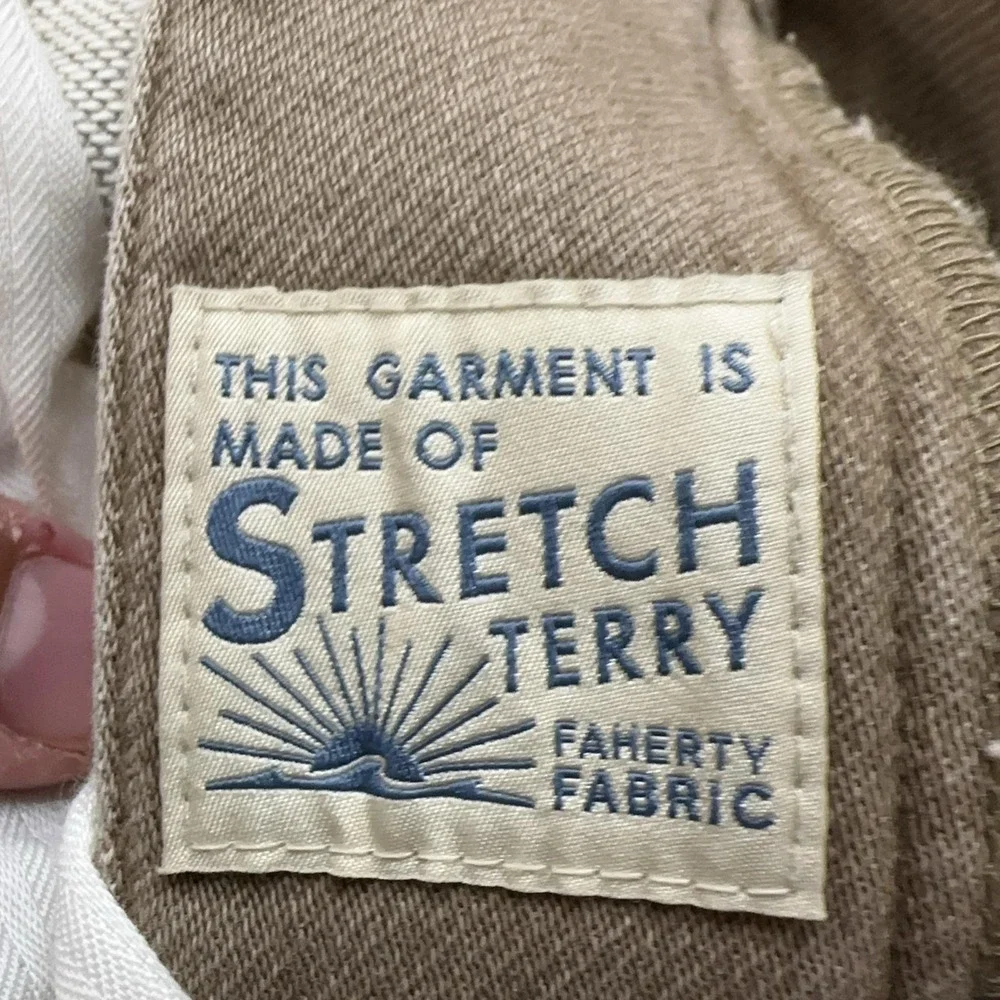 Faherty Stretch Terry Jeans Mens 31x32 Beige Slim Straight Stretch Denim Casual